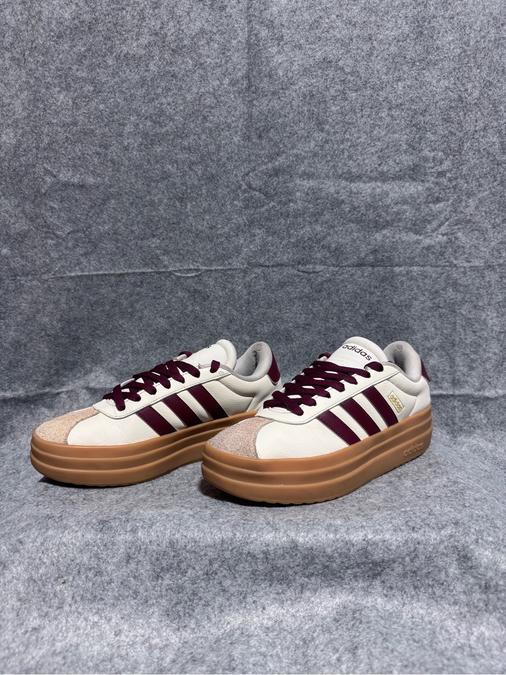 adidas VL Court Bold Off White Burgundy Platform Sneakers Women 8 JQ5642